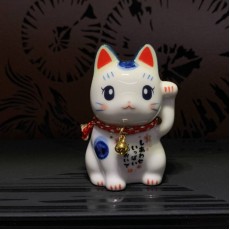 日本正品葯師窯彩帶眼招財貓